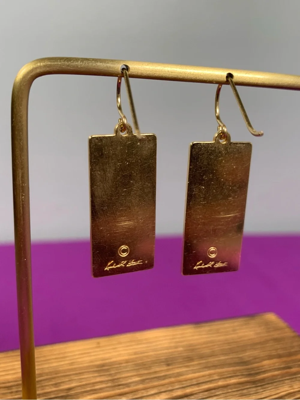 Lovell Designs Kenneth Kantro Tapestry Panel Drop Earrings Signed